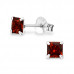 Silver Square 4mm Ear Studs with Cubic Zirconia