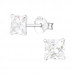 Silver Square 5mm Ear Studs with Cubic Zirconia