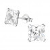 Silver Square 7mm Ear Studs with Cubic Zirconia