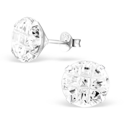 Round 6mm Sterling Silver Basic Ear Studs with Cubic Zirconia