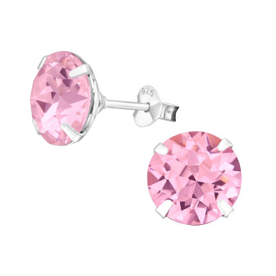 Silver Round 10mm Ear Studs with Cubic Zirconia