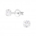 Silver Round 4mm Ear Studs with Cubic Zirconia