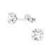 Silver 5mm Round Ear Studs with Crystal
