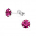 Silver 5mm Round Ear Studs with Crystal