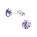 Silver 5mm Round Ear Studs with Crystal