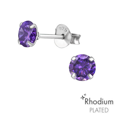 Silver Round 5mm Basic Ear Studs with Cubic Zirconia