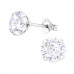 Silver Round 7mm Ear Studs with Cubic Zirconia