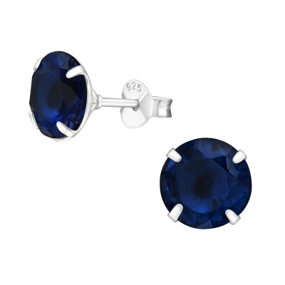 Silver Round 8mm Ear Studs with Cubic Zirconia