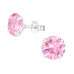 Silver Round 8mm Ear Studs with Cubic Zirconia