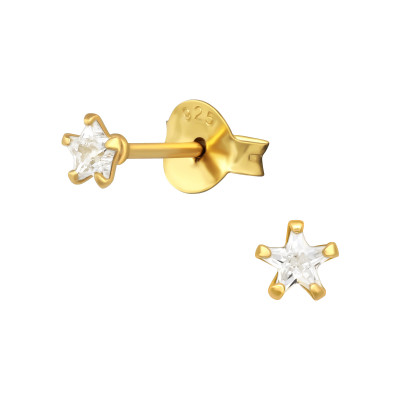 Silver Star 3mm Basic Ear Studs with Cubic Zirconia