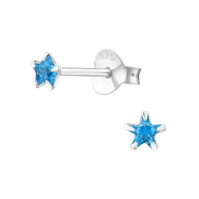 Silver Star 3mm Basic Ear Studs with Cubic Zirconia