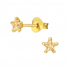 Silver Star 4mm Basic Ear Studs with Cubic Zirconia