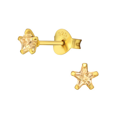 Silver Star 4mm Basic Ear Studs with Cubic Zirconia