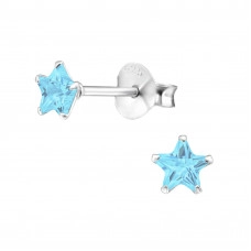 Silver Star 4mm  Ear Studs with Cubic Zirconia