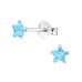 Silver Star 4mm  Ear Studs with Cubic Zirconia