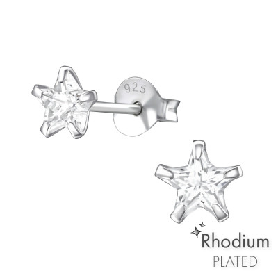 Star 5mm Sterling Silver Basic Ear Studs with Cubic Zirconia