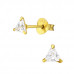 Silver Triangle 4mm Basic Ear Studs with Cubic Zirconia