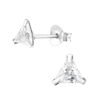 Silver Triangle 5mm Ear Studs with Cubic Zirconia