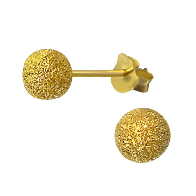 Silver Ball 5mm Ear Studs with Diamond Dust