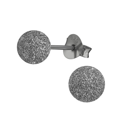 Silver Ball 6mm Ear Studs with Diamond Dust