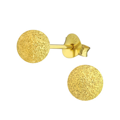 Silver Ball 6mm Ear Studs with Diamond Dust