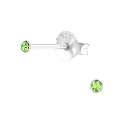 Silver Round 1.5mm Ear Studs with Crystal