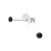 Silver 2mm Round Ear Studs with Crystal