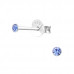 Silver 2mm Round Ear Studs with Crystal