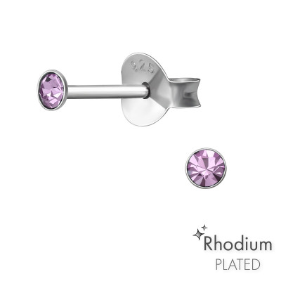 Silver Round 2.5mm Basic Ear Studs with Crystal