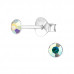 Silver 3mm Round Ear Studs with Crystal