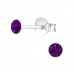 Silver 3mm Round Ear Studs with Crystal