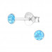 Silver 3mm Round Ear Studs with Crystal