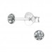 Silver 3mm Round Ear Studs with Crystal