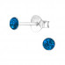 Silver 3mm Round Ear Studs with Crystal