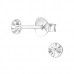 Silver 3mm Round Ear Studs with Crystal