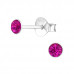 Silver 3mm Round Ear Studs with Crystal