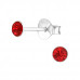 Silver 3mm Round Ear Studs with Crystal