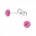 Silver 3mm Round Ear Studs with Crystal