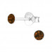 Silver 3mm Round Ear Studs with Crystal