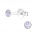 Silver 3mm Round Ear Studs with Crystal