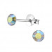 Silver 4mm Round Ear Studs with Crystal