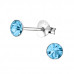 Silver 4mm Round Ear Studs with Crystal