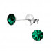 Silver 4mm Round Ear Studs with Crystal