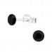 Silver 4mm Round Ear Studs with Crystal