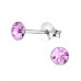 Silver 4mm Round Ear Studs with Crystal