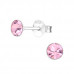 Silver 4mm Round Ear Studs with Crystal