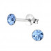 Silver 4mm Round Ear Studs with Crystal