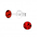 Silver 4mm Round Ear Studs with Crystal