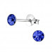 Silver 4mm Round Ear Studs with Crystal