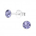 Silver 4mm Round Ear Studs with Crystal